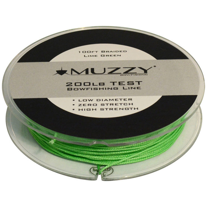 Muzzy 1078 Lime Green 200 Pound Test Braided Bowfishing Line 100 Ft Spool