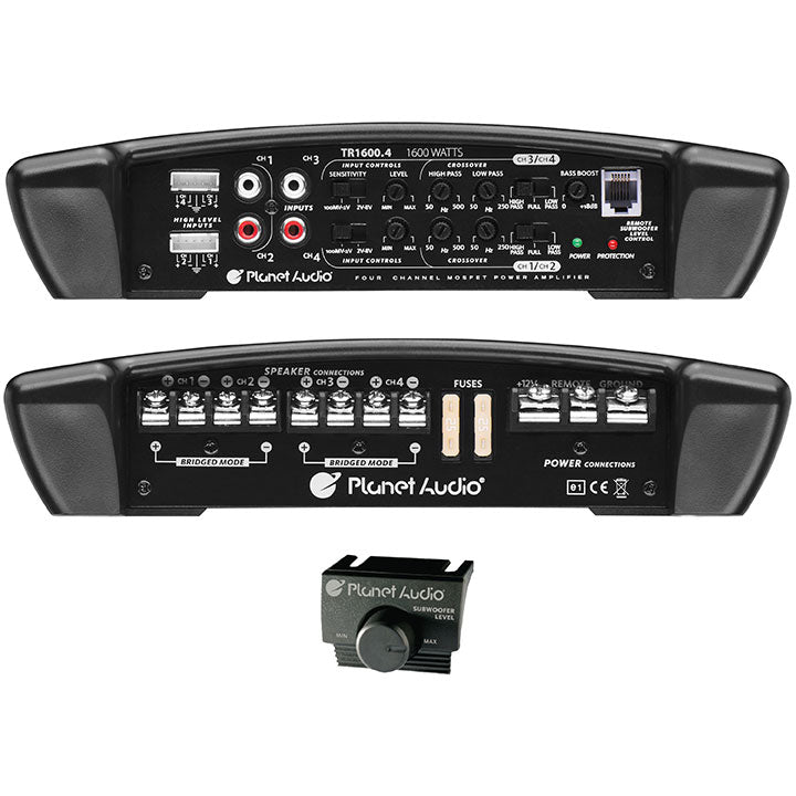 Planet Audio TR16004 Four-Channel Power Amplifier 400 Watts x 4 Max Power