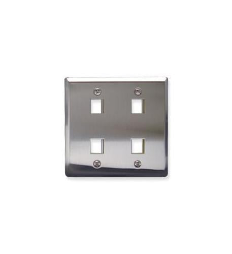 Icc IC107DF4SS Faceplate, Stainless Steel,2-gang,4-port
