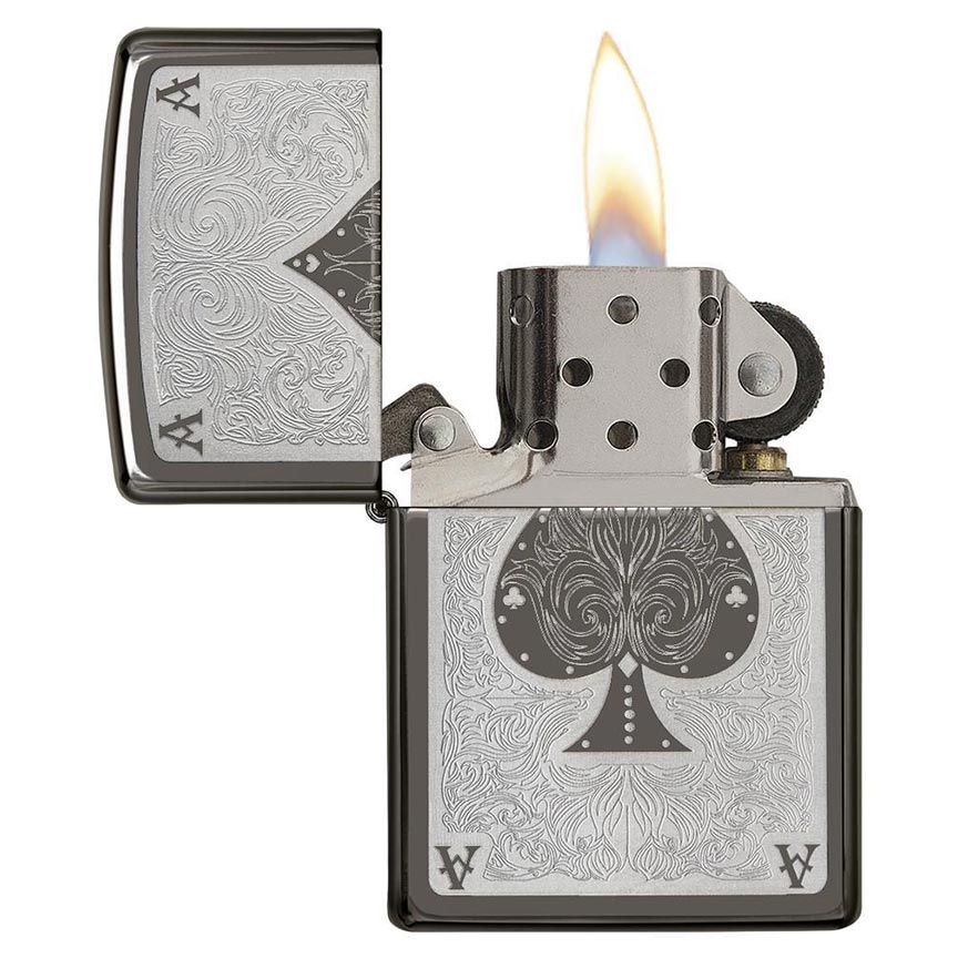 Zippo 28323 Windproof Lighter Ace Filagree, Black Ice Finish