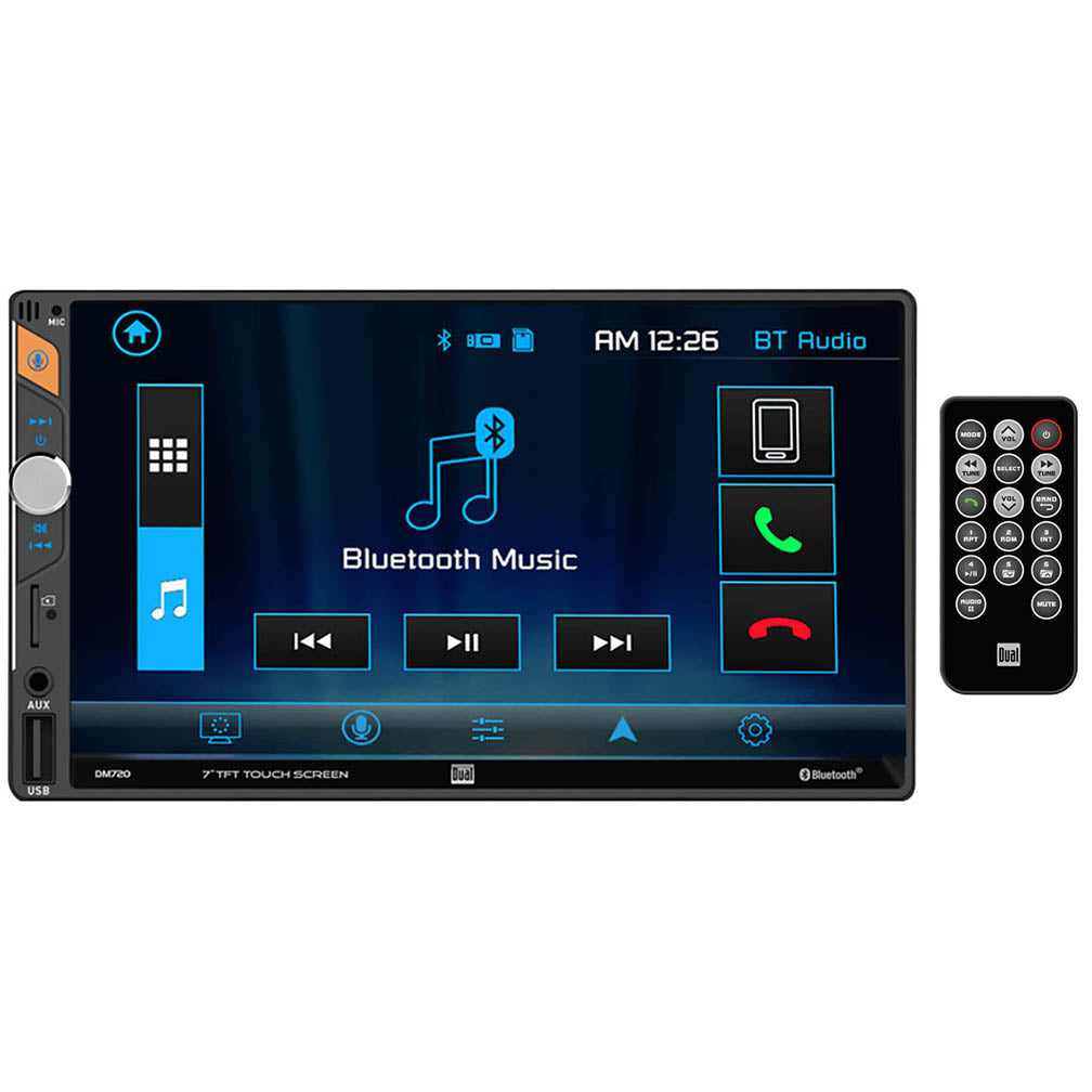 Dual DM720 7" Lcd Mechless Double Din Bt Usb/Micro Sd Backup Cam Input