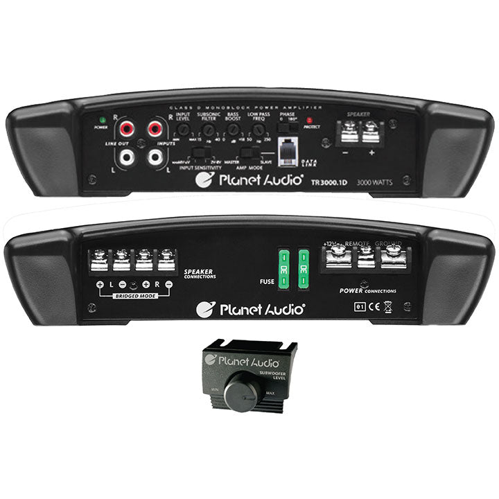 Planet Audio TR30001D 3000 Watts Max Class D Monoblock Amplifier 1-OHM Stable