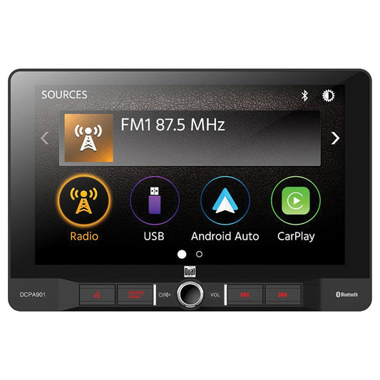 Dual DCPA901 9" S.DIN Mechless Swivel Touchscreen, BT, CarPlay & Android Auto