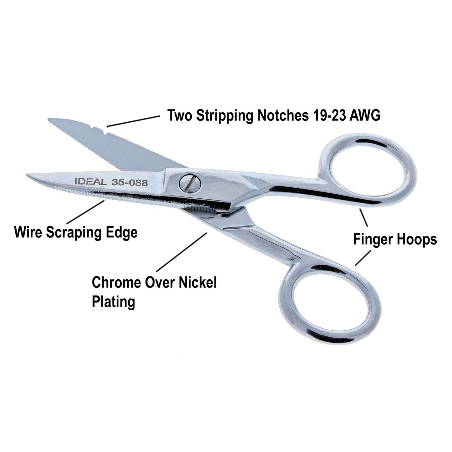 Ideal 35-088 Electrician's Scissors w/Stripping Notch