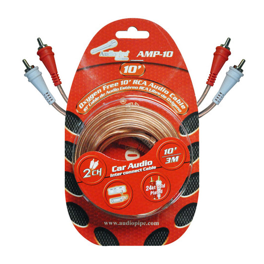 nippon Audiopipe Amp10 10' Clear Jacket Installer Series Rca Cable