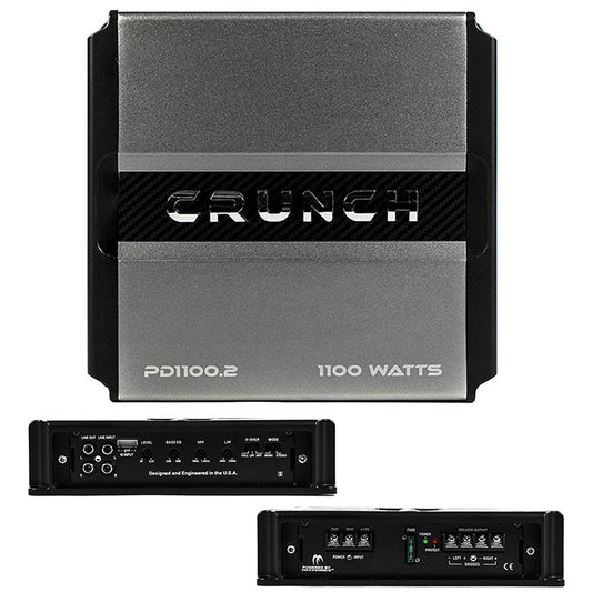 Crunch PD 1100.2 Power Drive Bridgeable Amplifier 1100 Watts Max Class Ab 2-channel