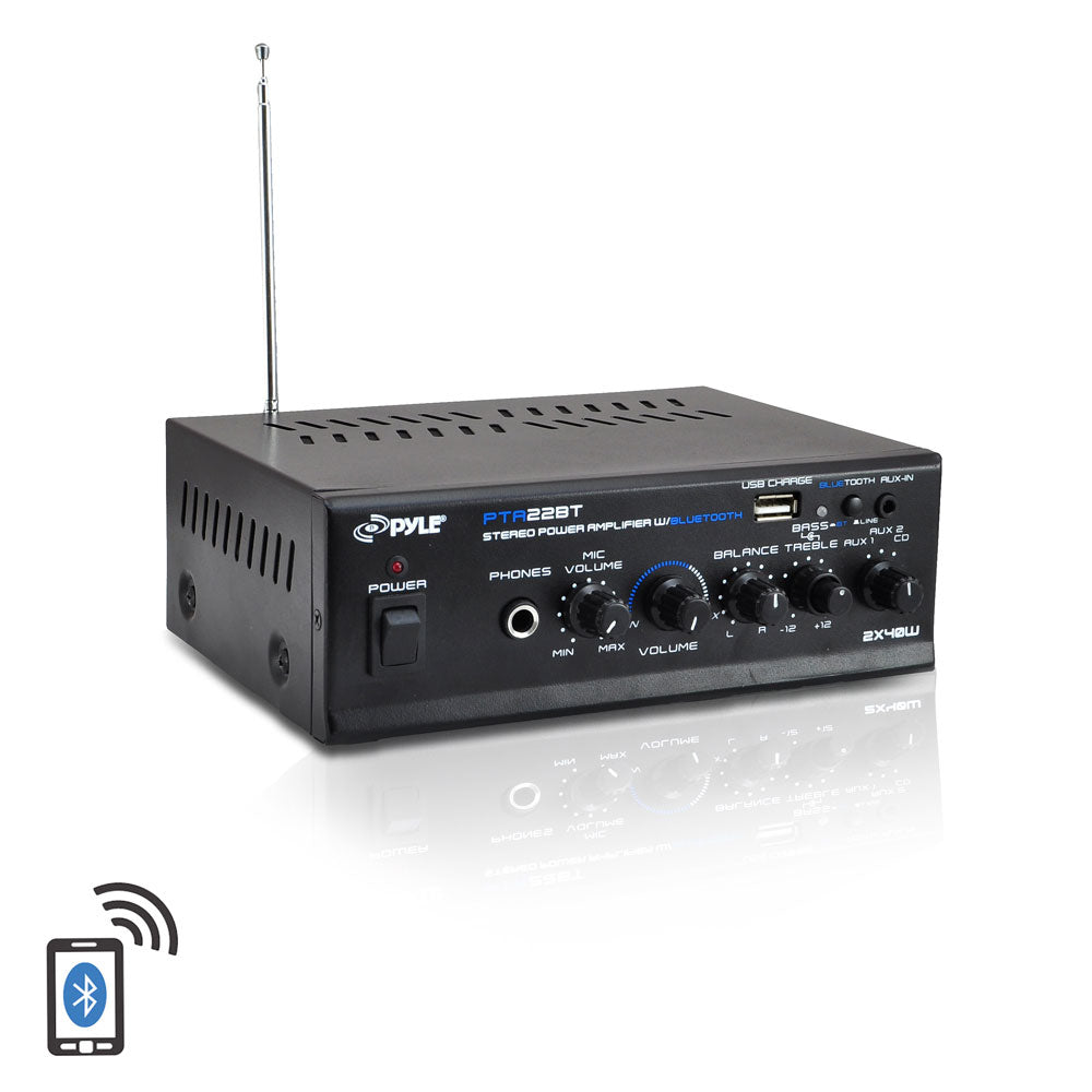 Pyle PTA22BT 2 x 40 Watt Bluetooth Mini Stereo Amplifier