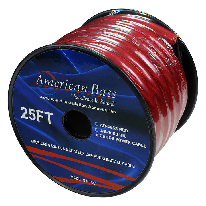 American Bass AB1/025R 0 Gauge Red 25 ft. Roll