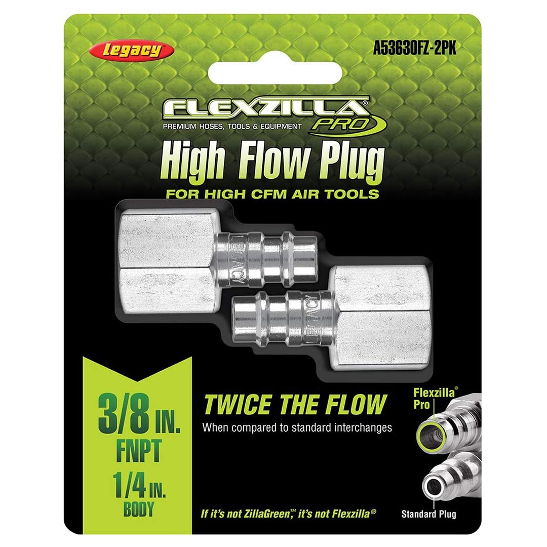 Flexzilla A53630FZ2PK Pro High Flow Plug 3/8" FNPT 1/4" Body 2-Pack