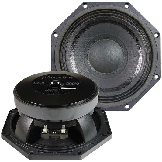 American Bass GFP84 8" Midbass Speaker, 250W RMS/500W Max, 4 Ohm
