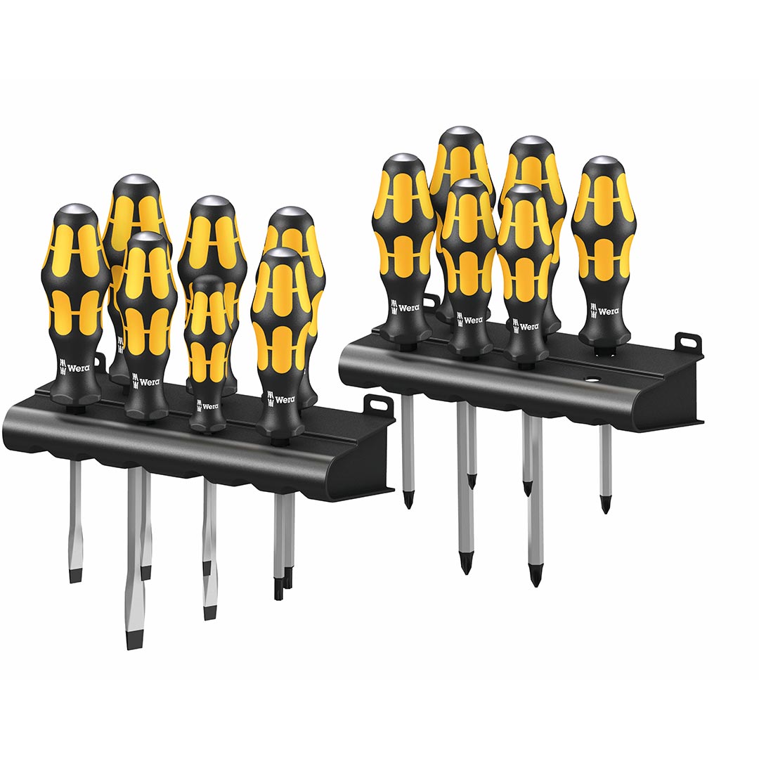 Wera 05133285001 Kraftform Extra Durable Screwdriver Set with Racks (15-Piece Set)