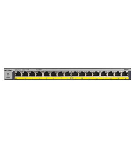Netgear GS116LP-100NAS 16-port Poe/poe+ Gigabit Ethernet Unmgd.