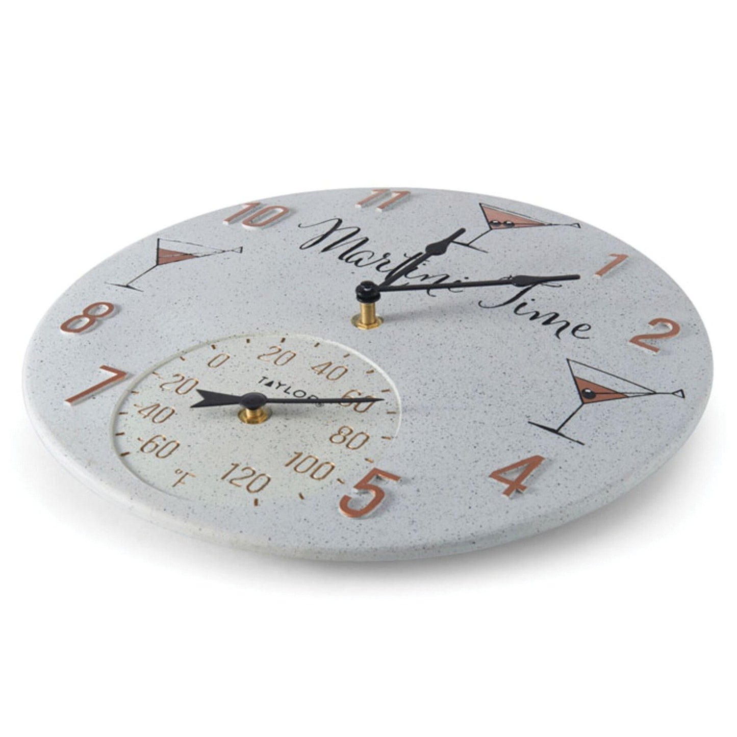 Taylor Precision Products 5265971 14-Inch Clock with Thermometer (Martini Time)