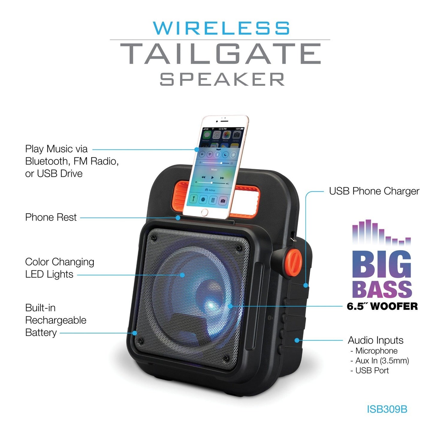 iLive ISB309B Bluetooth Tailgate Party Speaker