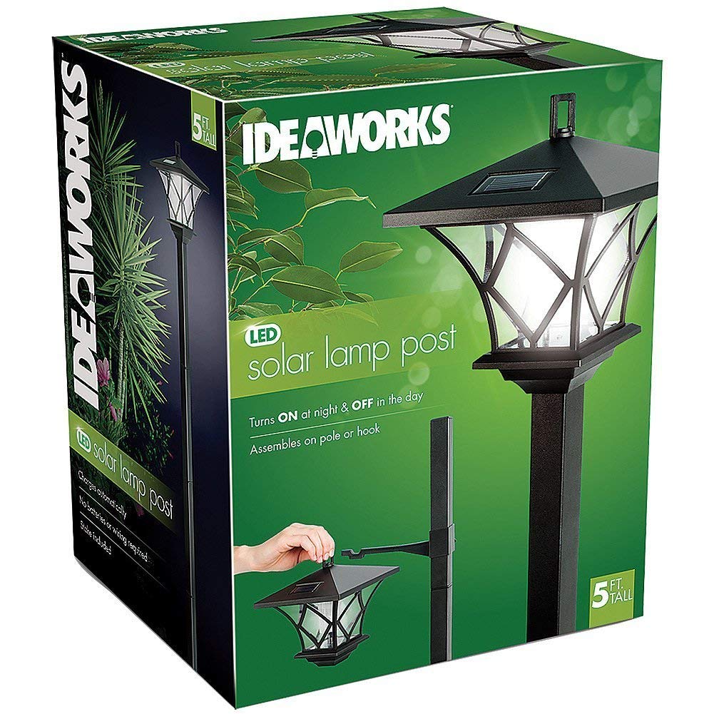 IdeaWorks 60 Inch Two Looks In One Vintage Outdoor Solar LED Lamp Post Black