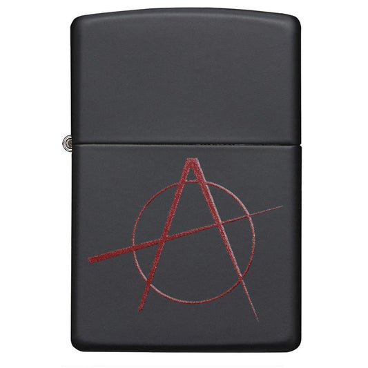Zippo 20842 Windproof Lighter Red Anarchy Symbol, Black Matte