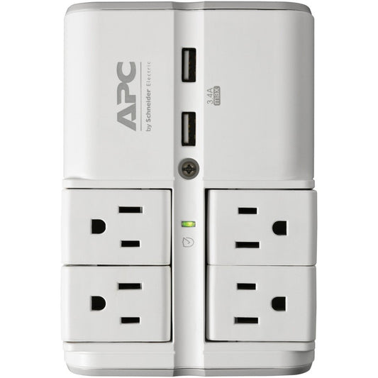 APC PE4WRU3 Essential SurgeArrest® 4-Rotating-Outlets Wall Tap w/2 USB Ports
