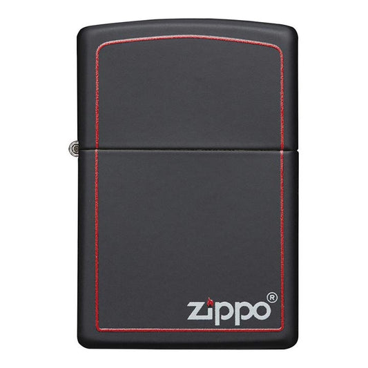 Zippo 218ZB Windproof Lighter Black Matte with Logo & Red Border