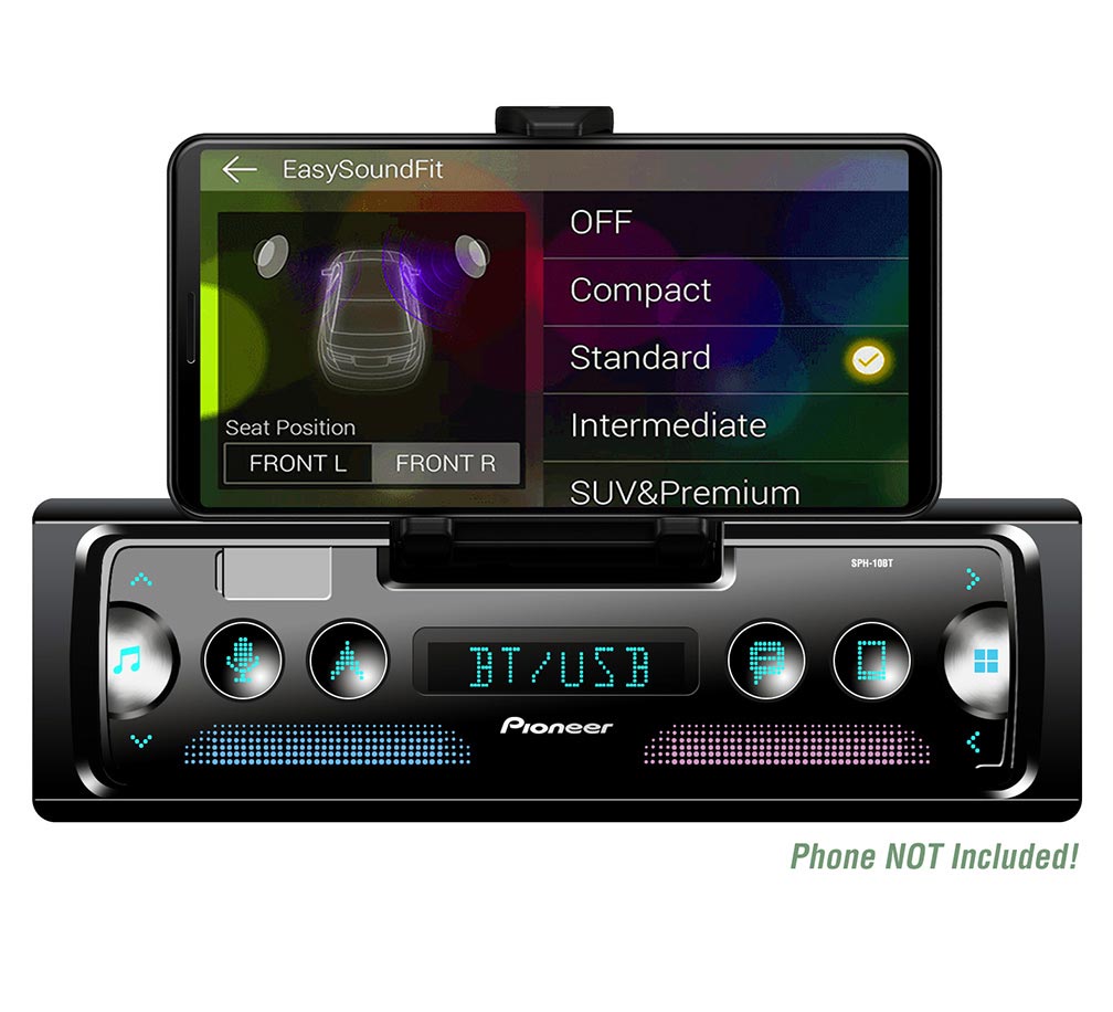 Pioneer SPH10BT SmartPhone Cradle Sync Mechless Receiver  w/Alexa/BT Single Din