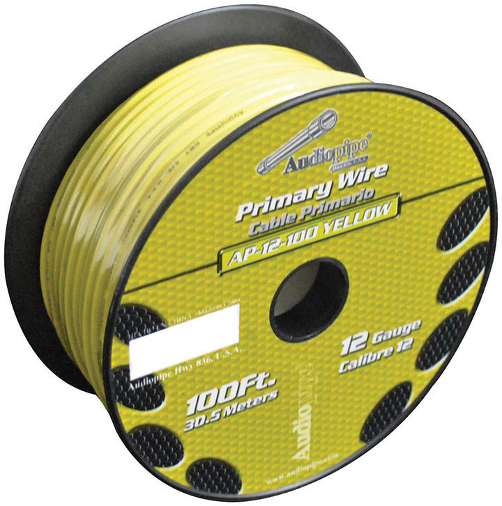 Audiopipe AP12100YW 12 Gauge 100Ft Primary Wire Yellow