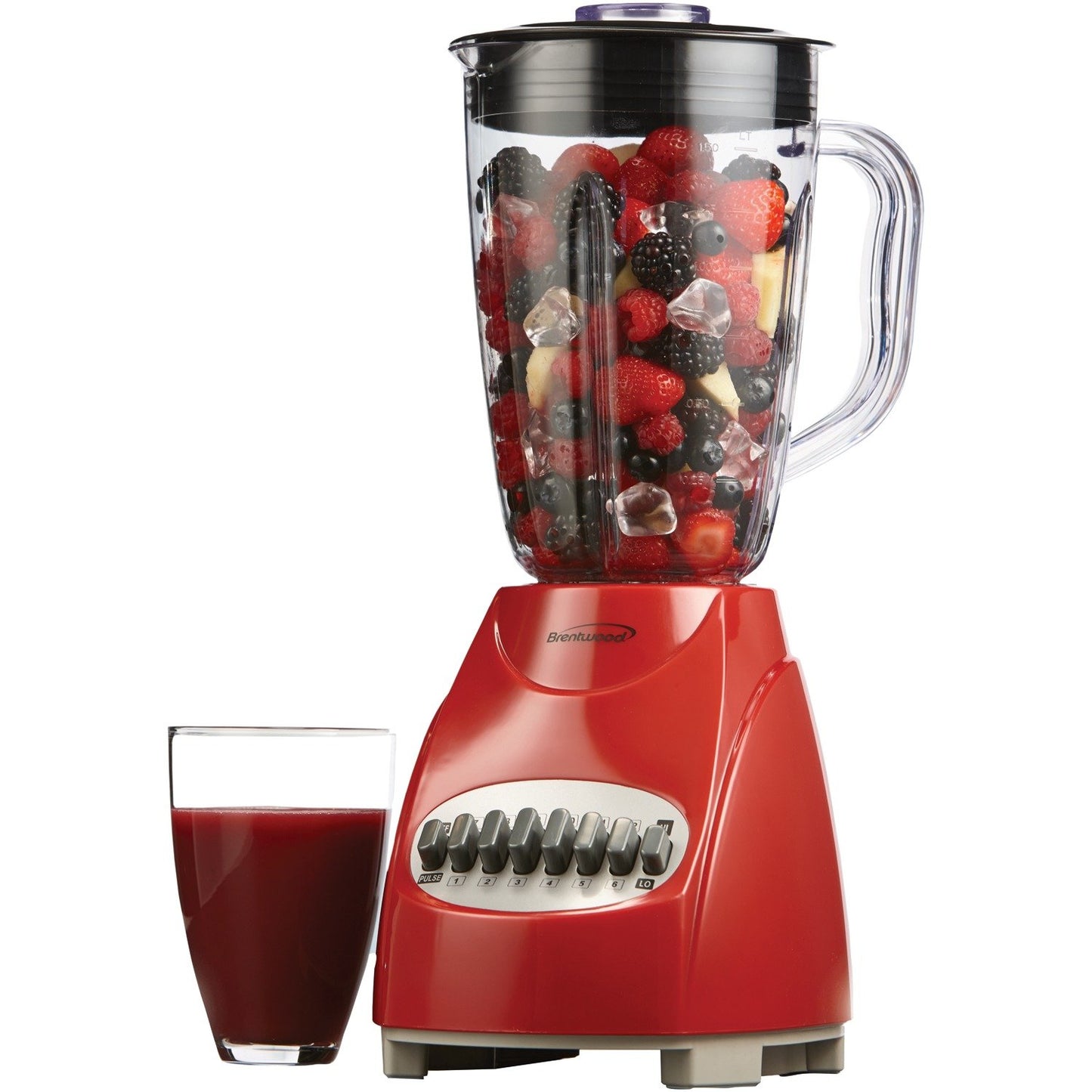 Brentwood Appl. JB-220R 50oz 12-Speed + Pulse Electric Blender w/Plastic Jar