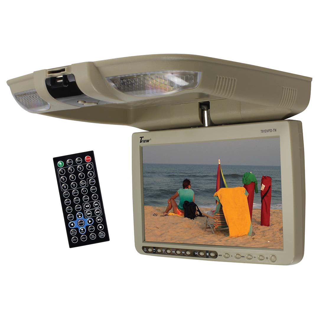 Tview T91DVFDTN 9 Flip Down Monitor with Built In DVD Player (Tan)