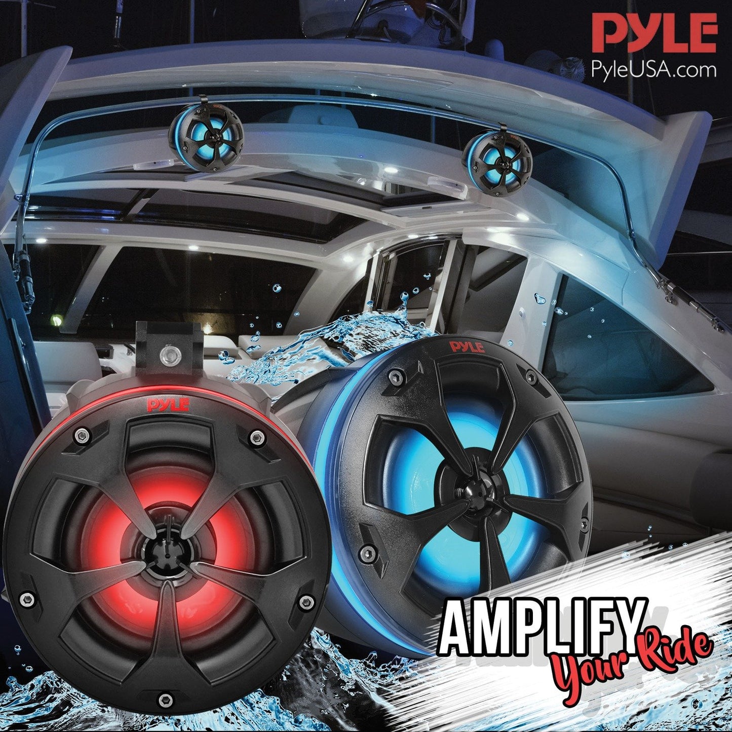 Pyle PLUTV44BTR 4" 800W-Max Waterproof Off-Road Speakers w/RGB Lights