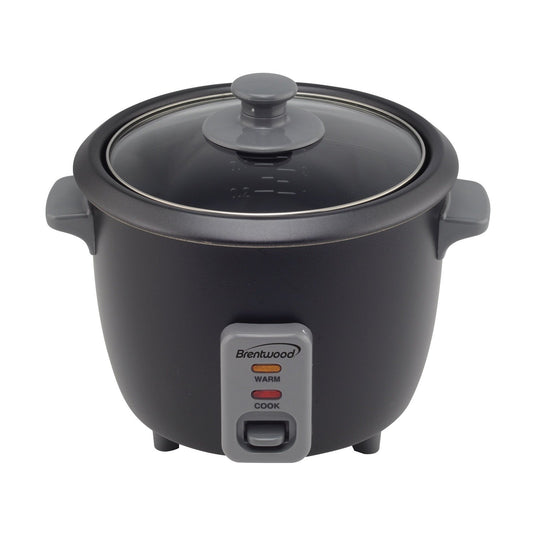 Brentwood Appl. TS-700BK 4-Cup Uncooked/8-Cup Cooked Rice Cooker & Food Steamer