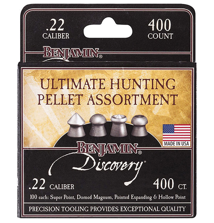 Benjamin Ultimate Hunting Pellet Assortment .22 Caliber14.3gr 400ct Incl. Domed Magnum Hollow Poi