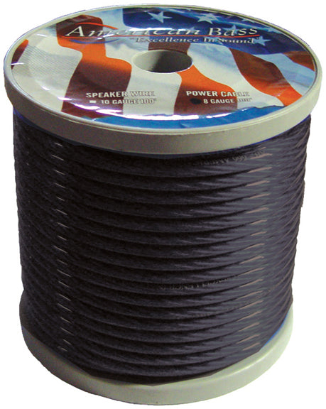 American Bass 8gb Black 8 Ga 100 Spool Car Audio Translucent Power Wire