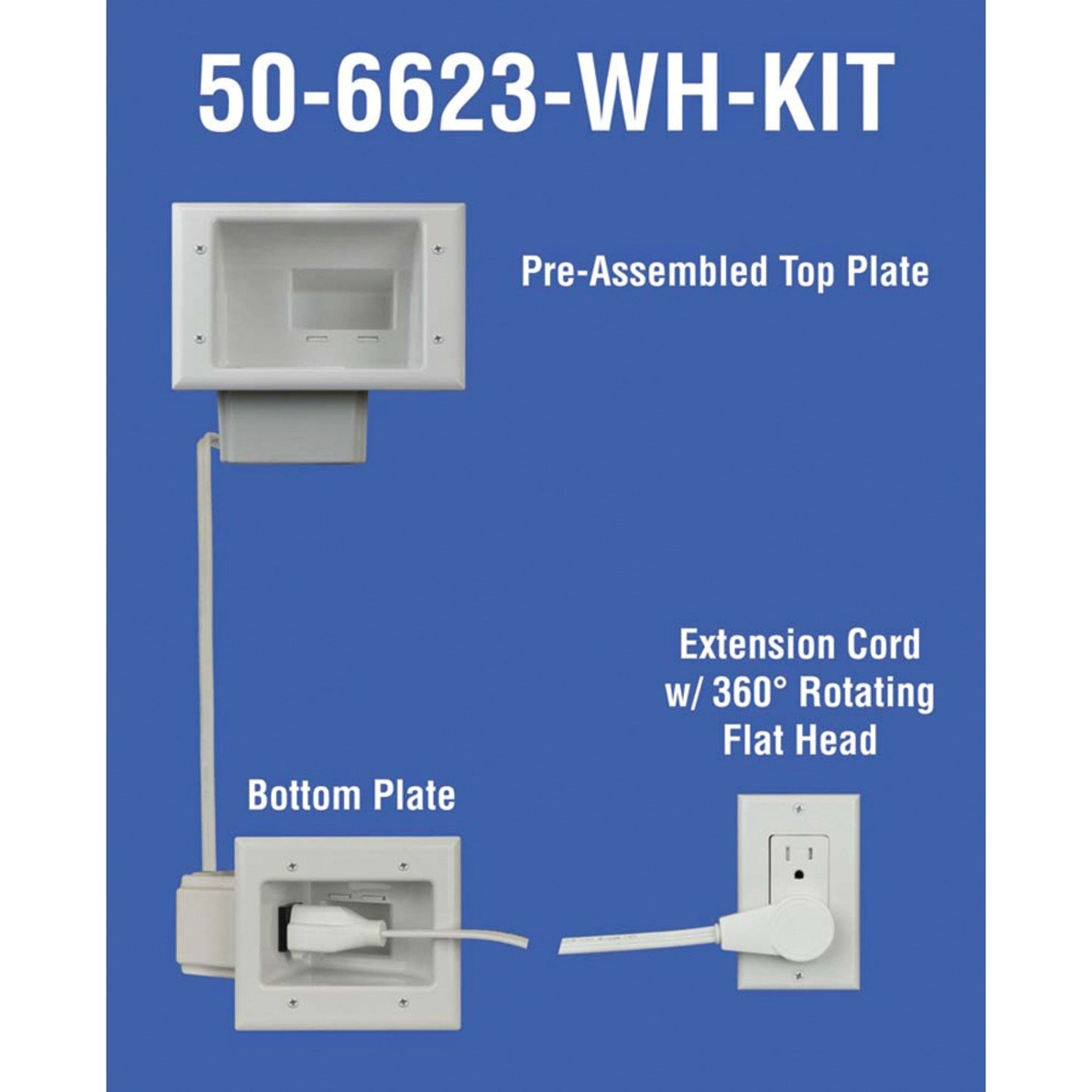 Datacomm Elec 506623WHKIT Flat Panel TV Cable Organizer Kit wDuplex Pwr Solution