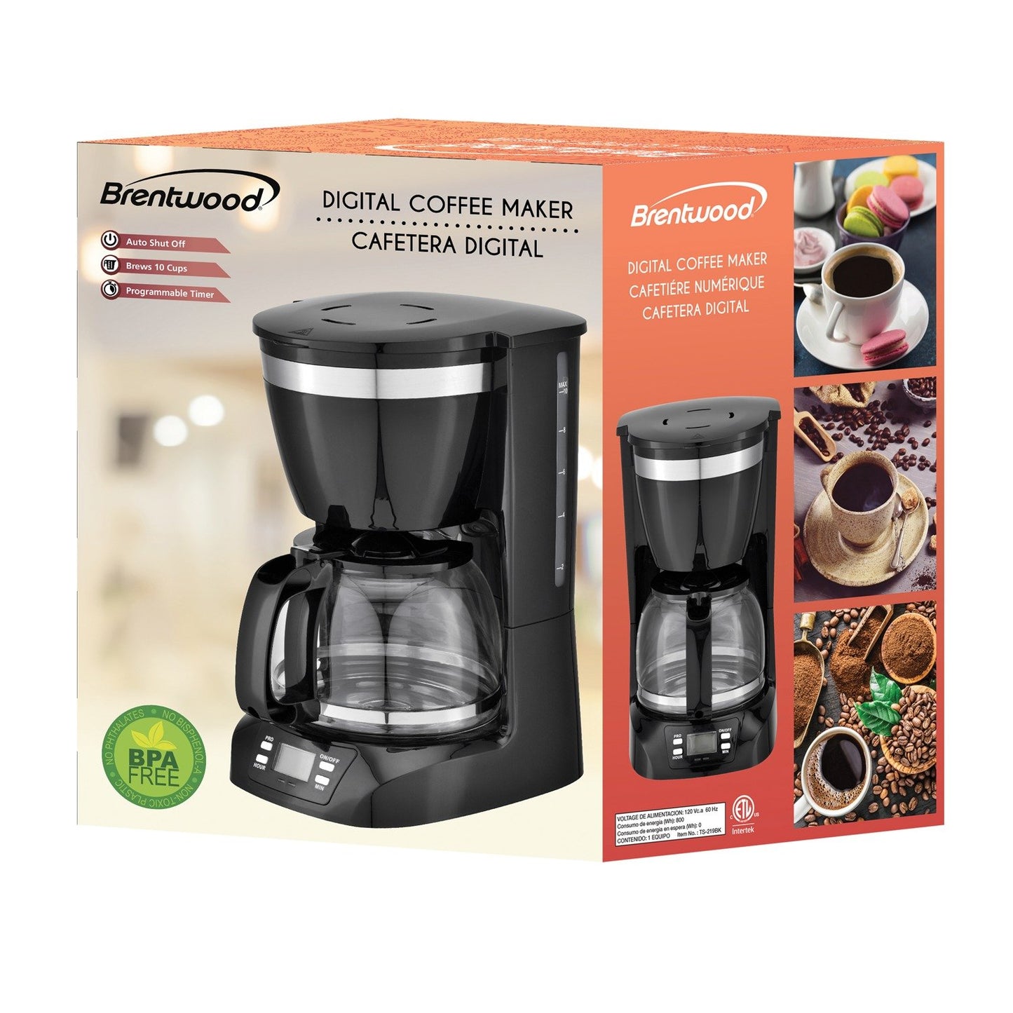 Brentwood Appl. TS-219BK 10-Cup Digital Coffee Maker (Black)