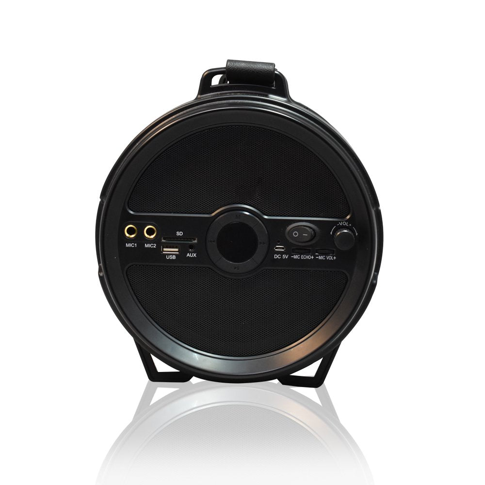 AXESS SPBT1040BK Portable Bluetooth Cylinder Loud Speaker Built-In 6" Sub Black