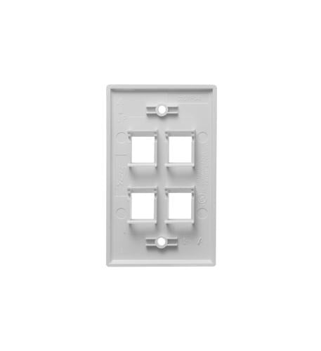 Icc IC107F4CWH Faceplate, Flat,1-gang,4-port, 25pk, Wh