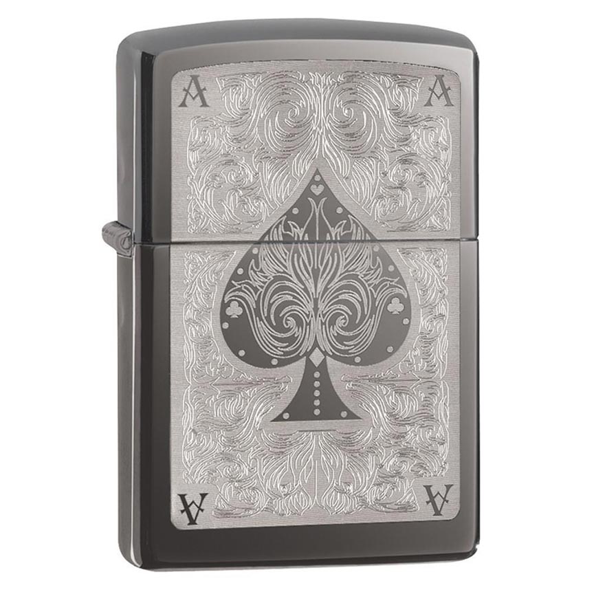 Zippo 28323 Windproof Lighter Ace Filagree, Black Ice Finish