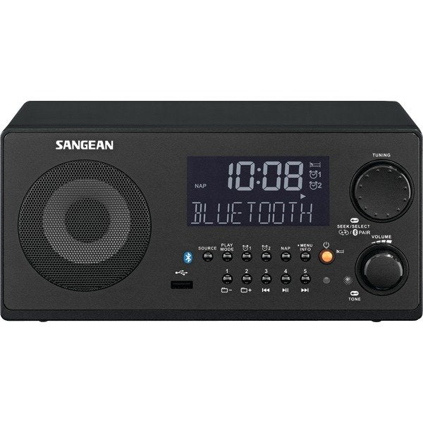 SANGEAN SNGWR22BK FM-RBDS/AM/USB Bluetooth Digital Tabletop Radio with Remote