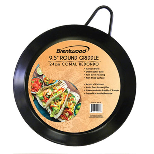 Brentwood Appl. BCM-24 Carbon Steel Non-Stick Round Comal Griddle (9.5")