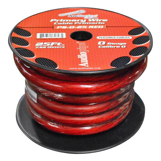 Audiopipe PS025RD Power Wire 0 Gauge 25 Foot  Red