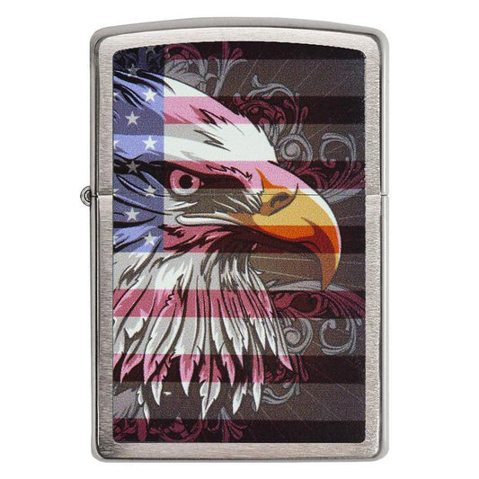 Zippo 28652 Windproof Lighter Eagle Flag, Brushed Chrome